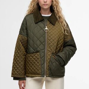 Barbour Quilted Jacket in Olive and Brown